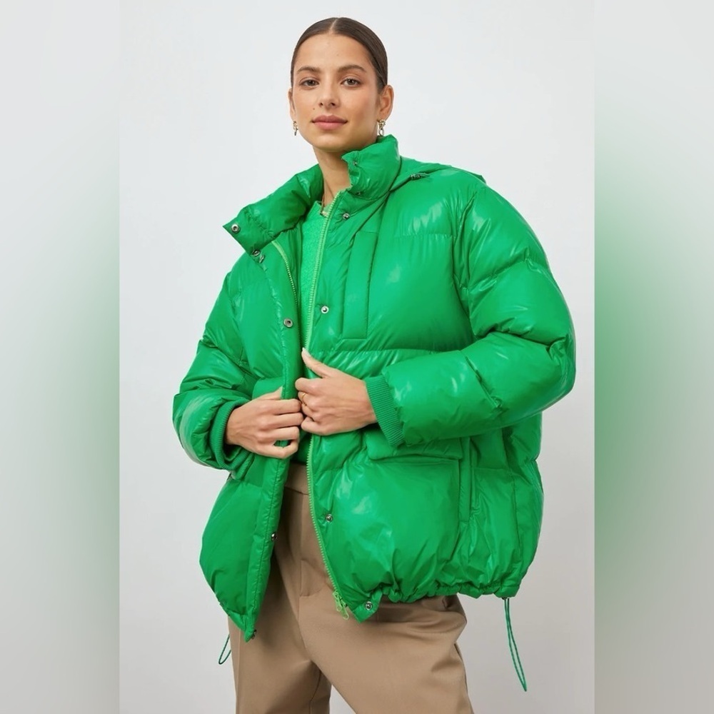 Rails Pacey Hooded Puffer Coat Women’s Shamrock Green Winter Ski Cozy Size Large